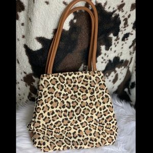 Zalo Vintage Leopard Needlepoint Handbag